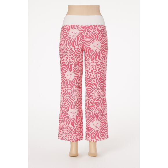 Lilly Pulitzer The Beach Pant XS Get Spotted Pink Lion Leopard Linen Drawstring - Picture 7 of 10